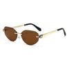 Metal Frameless Sunglasses With Gray Pc Lenses Uv400 For Fashionable Sun Protection