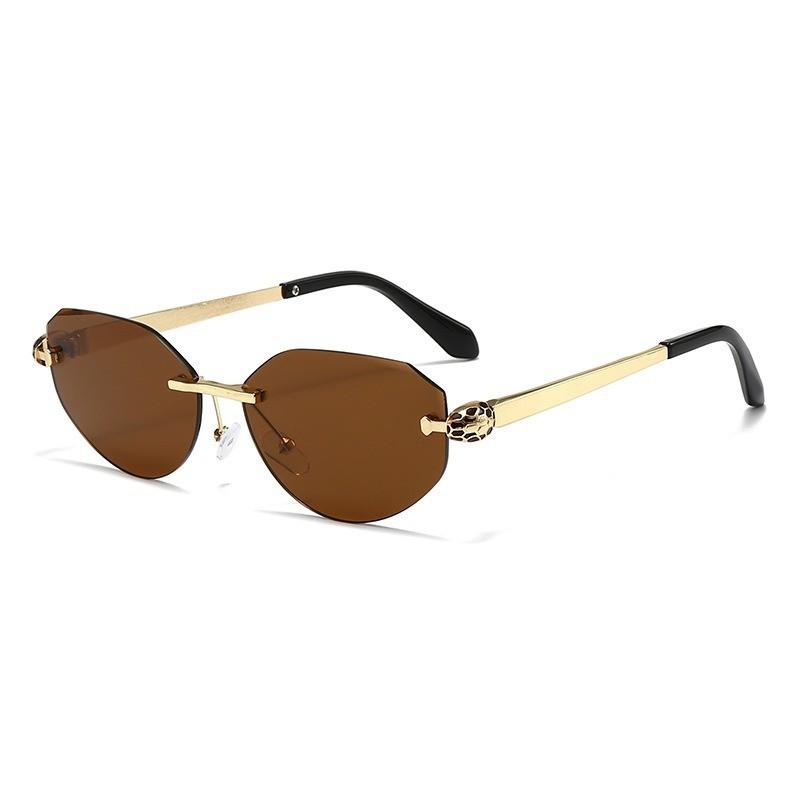 Metal Frameless Sunglasses With Gray Pc Lenses Uv400 For Fashionable Sun Protection