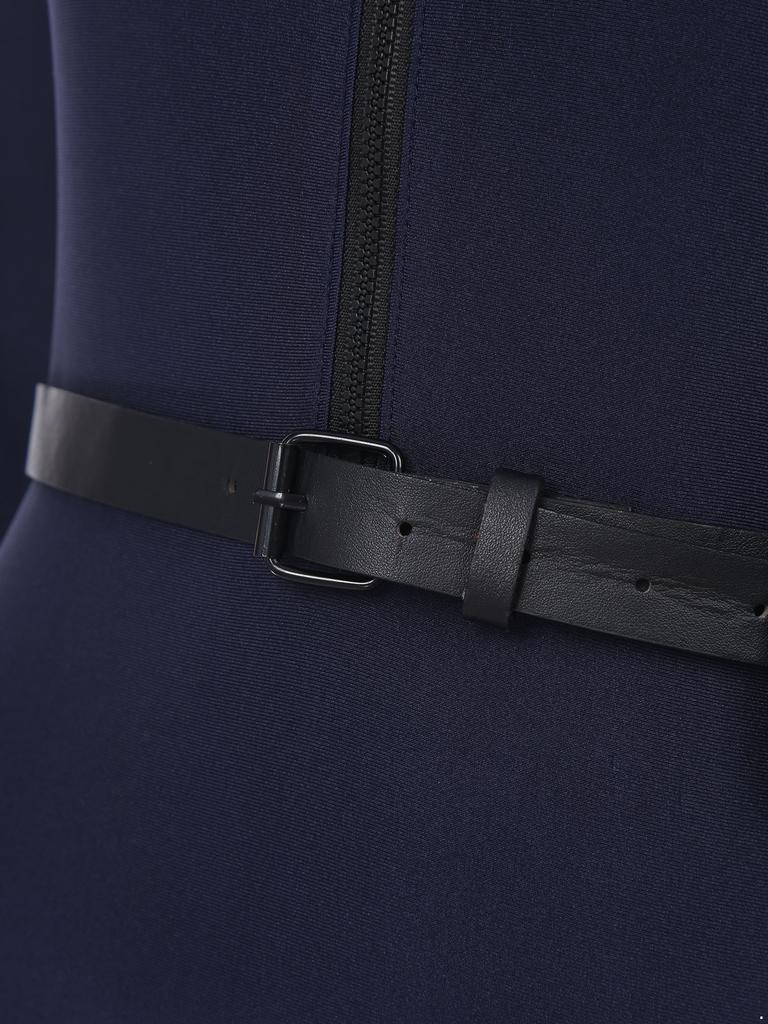 Womens Police Uniform Bodysuit Front Zipper Long Sleeve Print Design Belt Purse Included Cosplay Costume