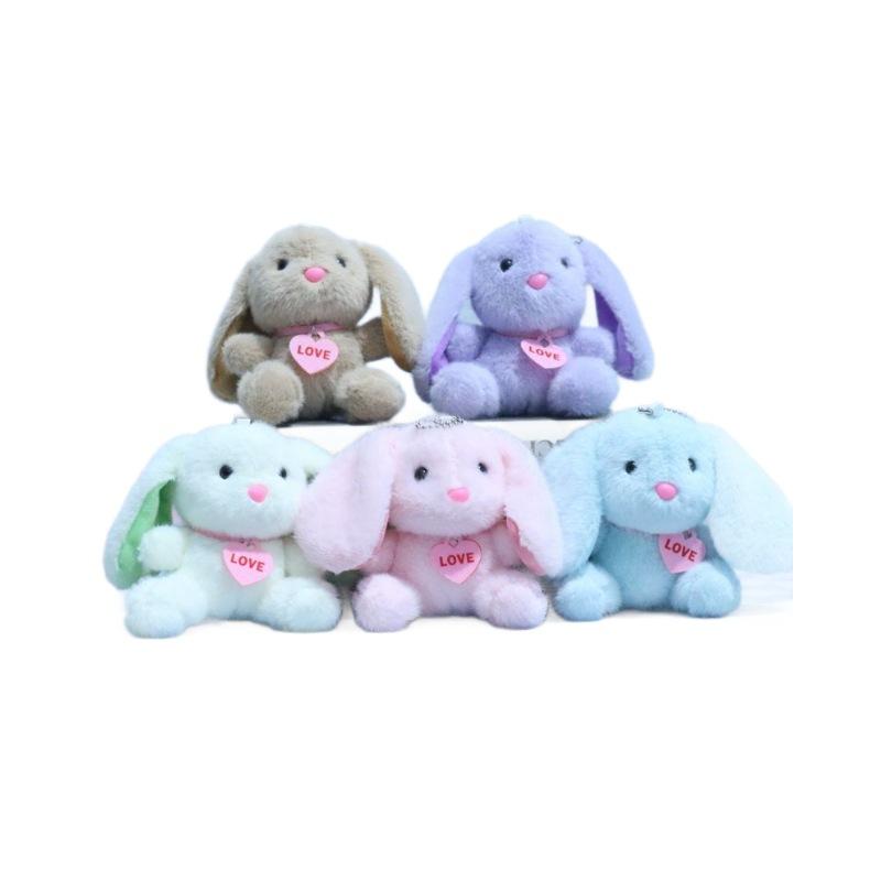 Plush Charming Pink Bunny Keychain Fluffy Heart Decor Soft Toy For Kids Adults And