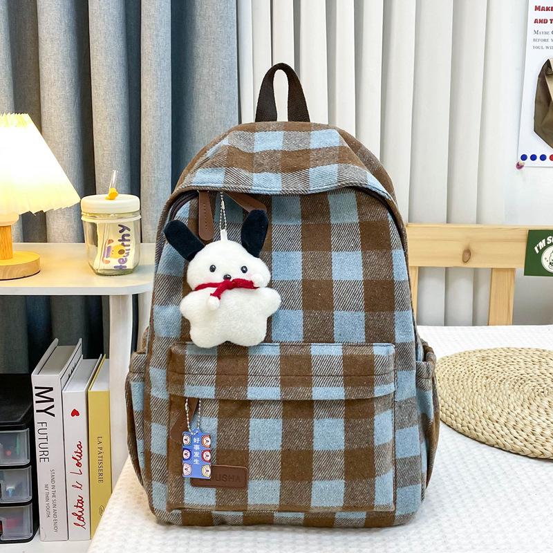 Retro backpack junior high school college student schoolbag women's new casual backpack niche large capacity