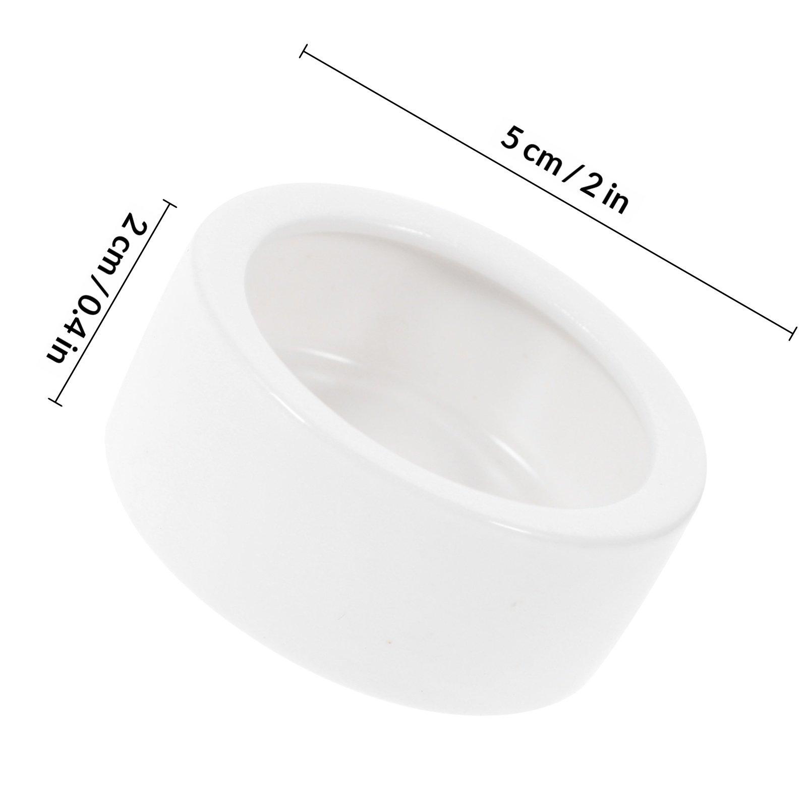 3Pcs Reptile Food and Water Bowl Thick Ceramic Lizard Feeder Small Round Flat Base Easy Clean Reptile Feeding Basin White