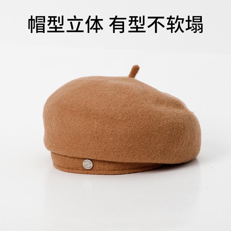 Autumn and Winter Warm Wool Beret Women's New Face Small High-end Temperament Retro Painter Hat Winter