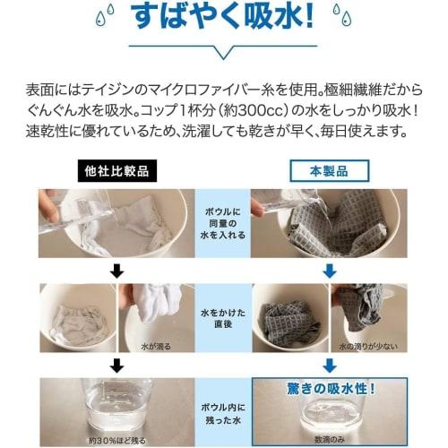 Two TEIJIN Dish Drying Mats (40cm X 45cm) - Made In Japan, Absorbent, Quick-Drying, Antibacterial, Microstar, Gray
