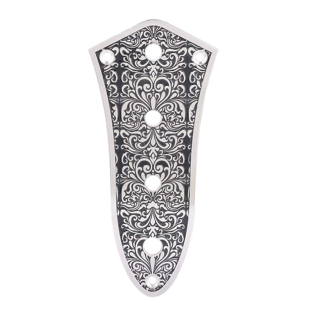 Ersatz-Kontrollplatte für Jazz Bass silber schwarz, feine Oberfläche, Gitarre, Gravur,