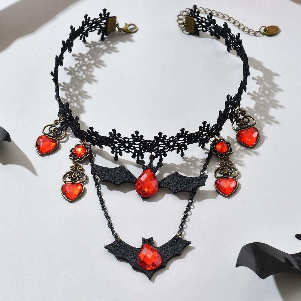 Vintage Halloween Necklace Dark Style Bat Earrings Steampunk Gothic Choker Party Costume