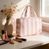 Large Capacity Striped Toiletry Storage Bag Multi Compartment Cosmetic Pouch  Weekend Getaway