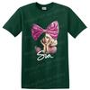 Sia Fan Art Porträt Popstar Gesicht Grafik T-Shirt Rosa Schleife Design Musik Tee