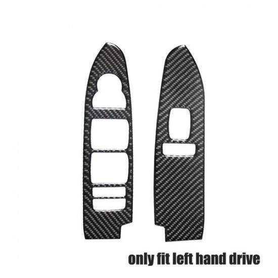 2Pcs Carbon Fiber Front Window Control Cover Trim For 2008-13 Cadillac CTS Sedan