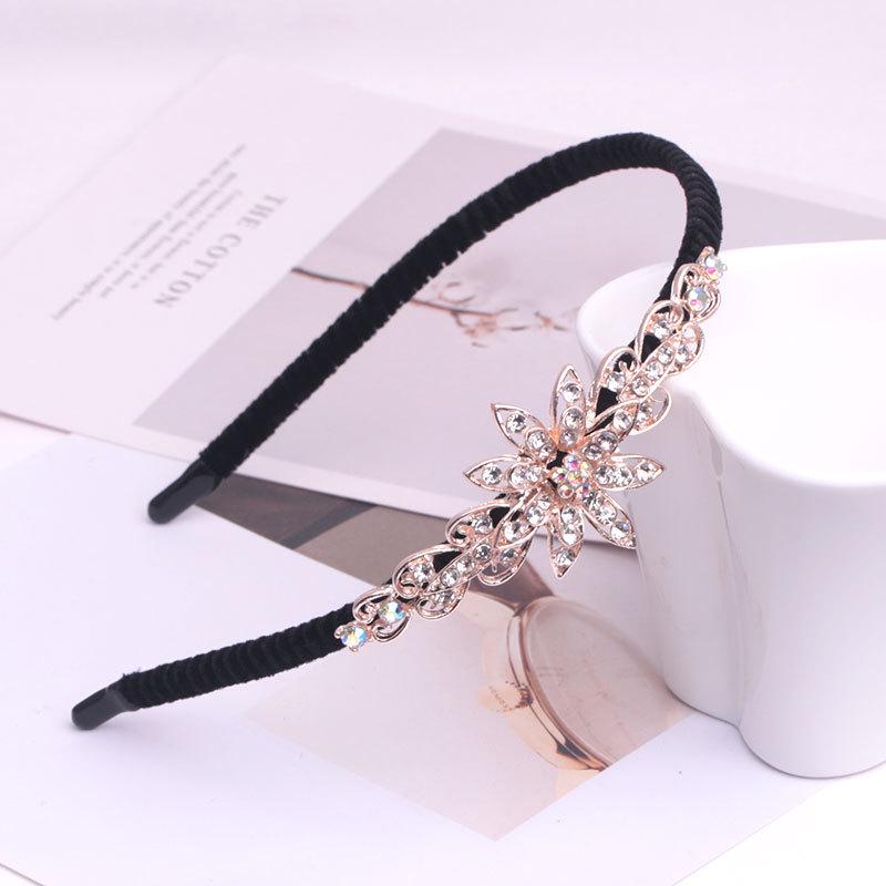 Gold Rhinestone Butterfly Korean Headband & Hairpin Set - Non-Slip Metal Hair Accessories