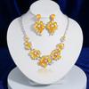 Set Orecchini e Collana Floreali al Limone con Zirconi - Fresca e alla Moda Catena per la Clavicola