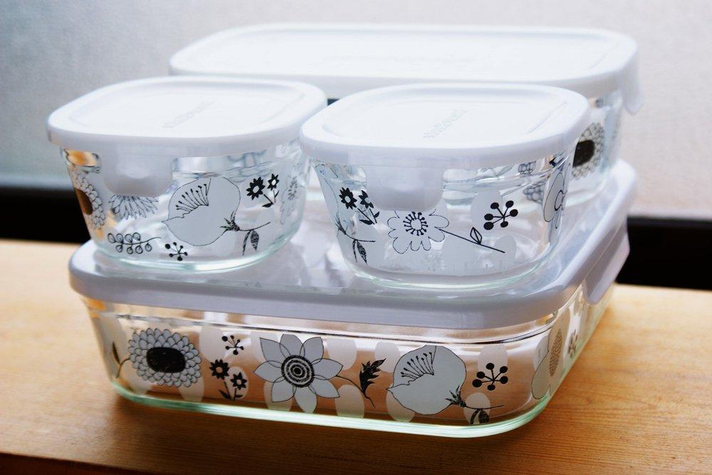 iwaki Shinji Kato BLOMMA Square SS 200ml Heat-Resistant Glass Storage Container, Pack & Microwave B3200-SND1