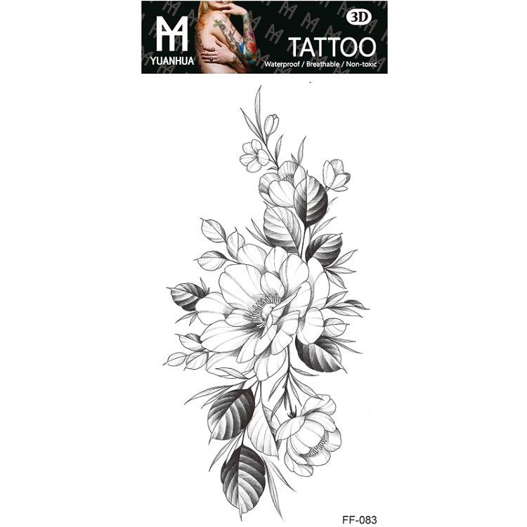 Plain Flower Bohemian Blue Rose Mermaid Waterproof Tattoo Sticker Simulation Water Transfer Sample Sticker
