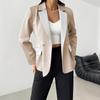Damenmode Farbe Revers Langarm Zweiknopf Klapptasche Jacke