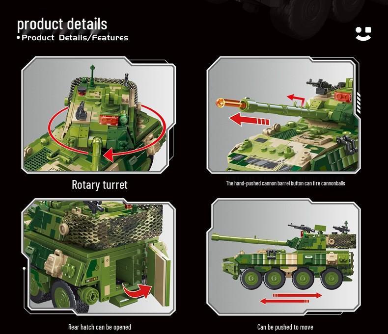 Sembo Bricks Military Tank Armory & Anti-Aircraft Vehicle Assembly Toy for Boys