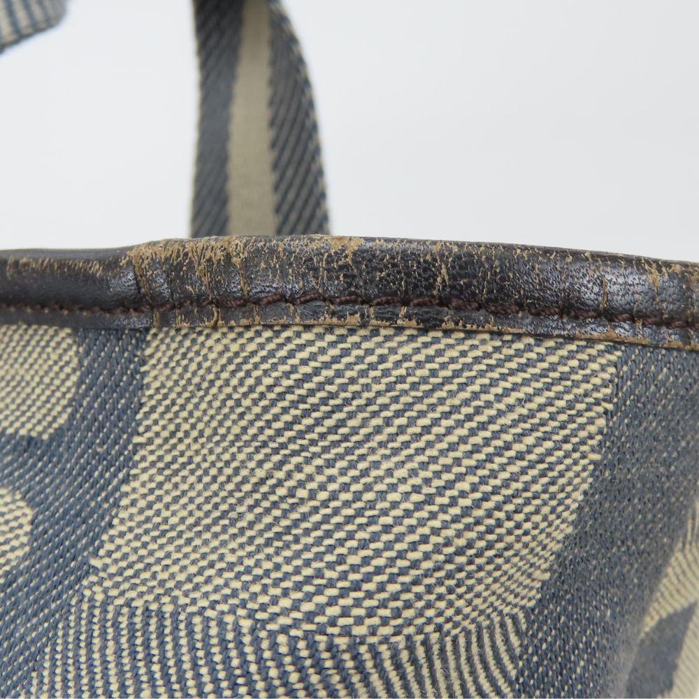 Used BALLY Handbag denim canvas/leather gray Navy casual