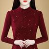 Herbst und Winter Neue Mode Jacquard Ohrring Kragen Hemd Gestrickt Hot Diamond Langarm Unterhemd Top
