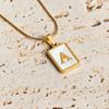 Square 26 Letter Shell Material Pendant for Women's Light Luxury Party Style Gold Hypoallergenic Jewelry Necklace