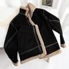 Men's Winter Suede Leather Jacket: Loose Fit, Turn-Down Collar, Fleece Lined, Thickened Leather Fur, Streetwear Outerwear.