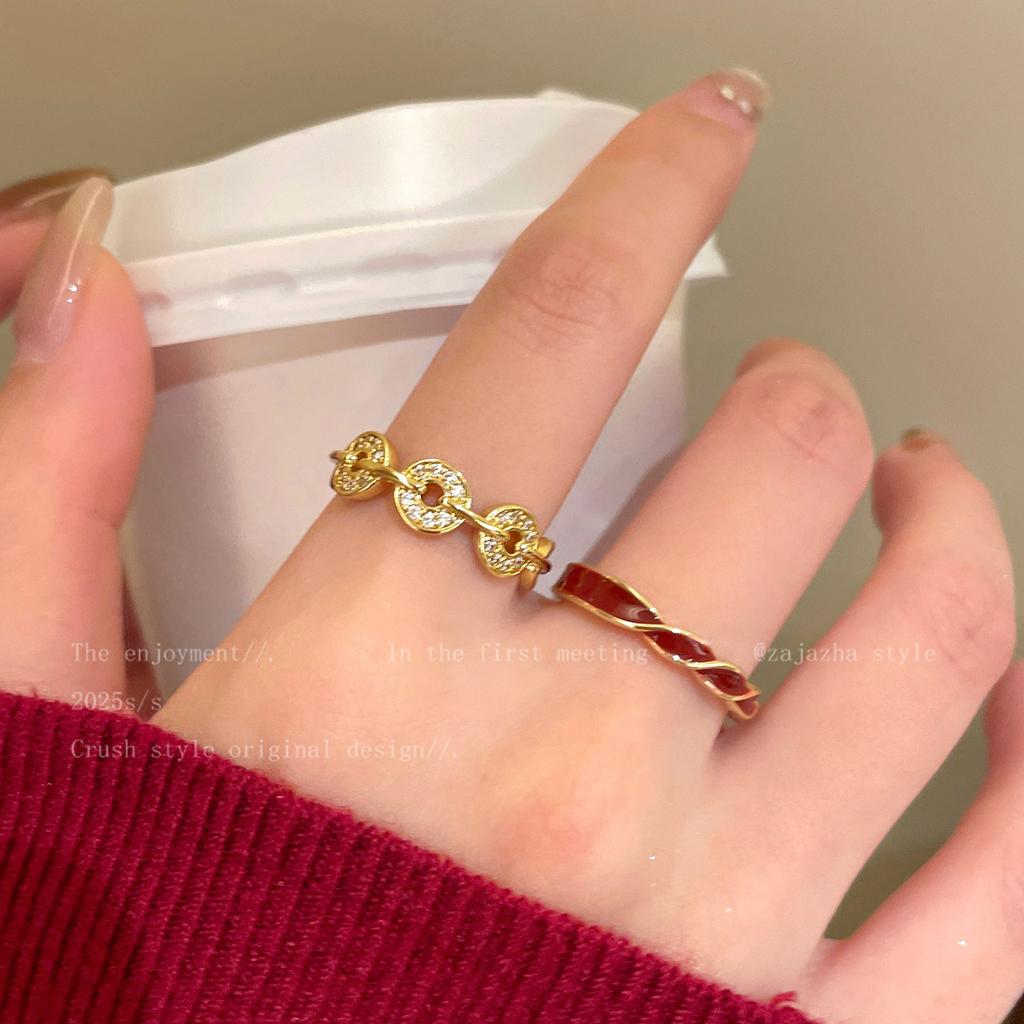 Gold Pony Copper Coin Open Ring Women's Retro Exquisite Index Finger Ring Natal Year Niche Design Ring