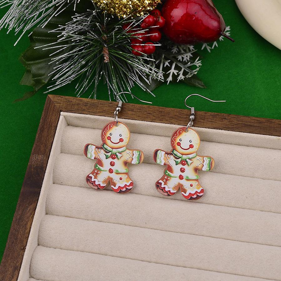 Festive Colorblock Gingerbread Man & Christmas Tree Sequin Earrings