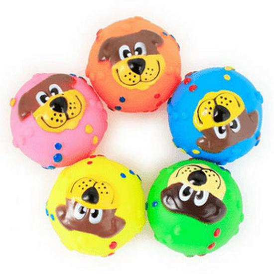 

Dog Training Vinyl Squeaky Face Ball - Newbie Set of 2, Colorful Pet Throwing Toy