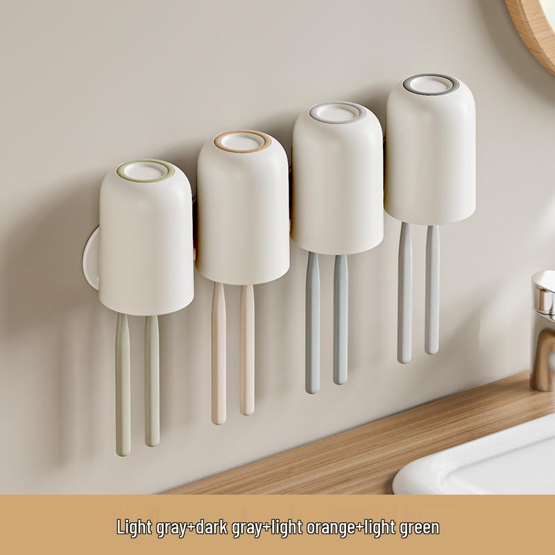 Punch-Free Wall-Mounted Toothbrush Holder & Cup Set