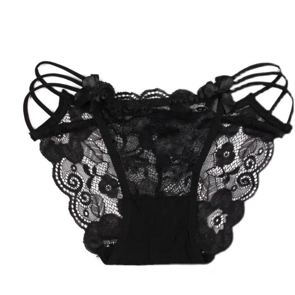 Bow Lace Flower Panties Seamless Women Underwear Thin Strap Lace Mesh Briefs  Lady