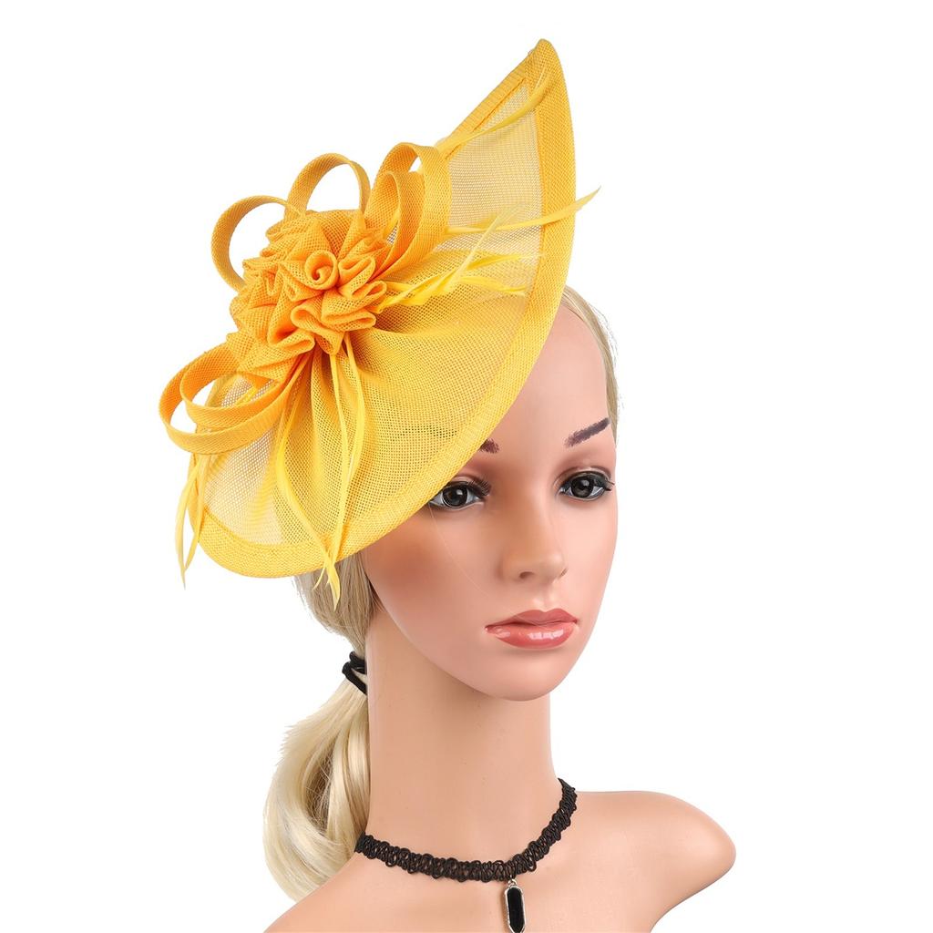 Transparent Mesh Hair Band Fascinator Hat Flower Feather Tea Party Hairband For Women Elegant Nightclub Hair Accessories