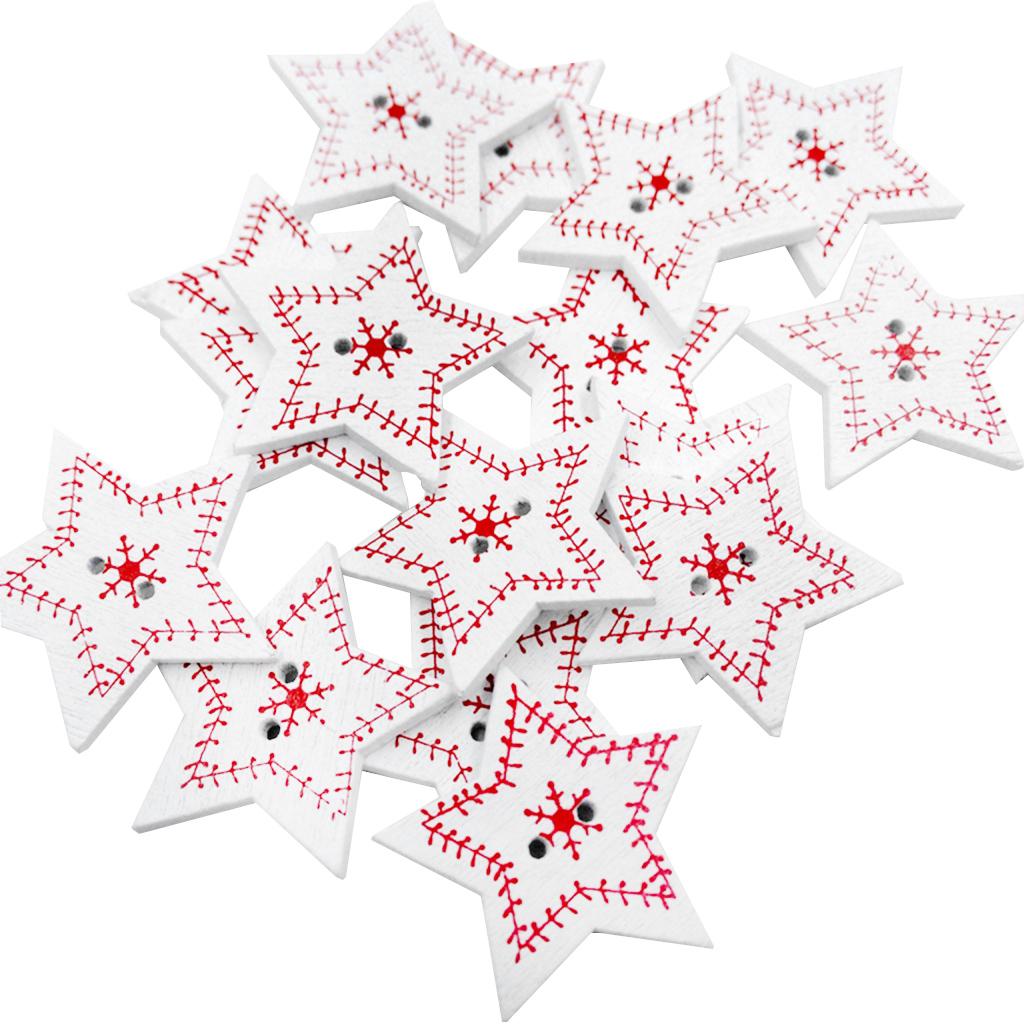 Snowflake Christmas Buttons Wood DIY Craft Embellishments for Holiday Card Making and Clothes Decoration
