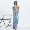 Autumn Light Blue High Waist Oversized Swing Wide Leg Casual Denim Pants Ladies Casual Pants Oversize Denim Trousers