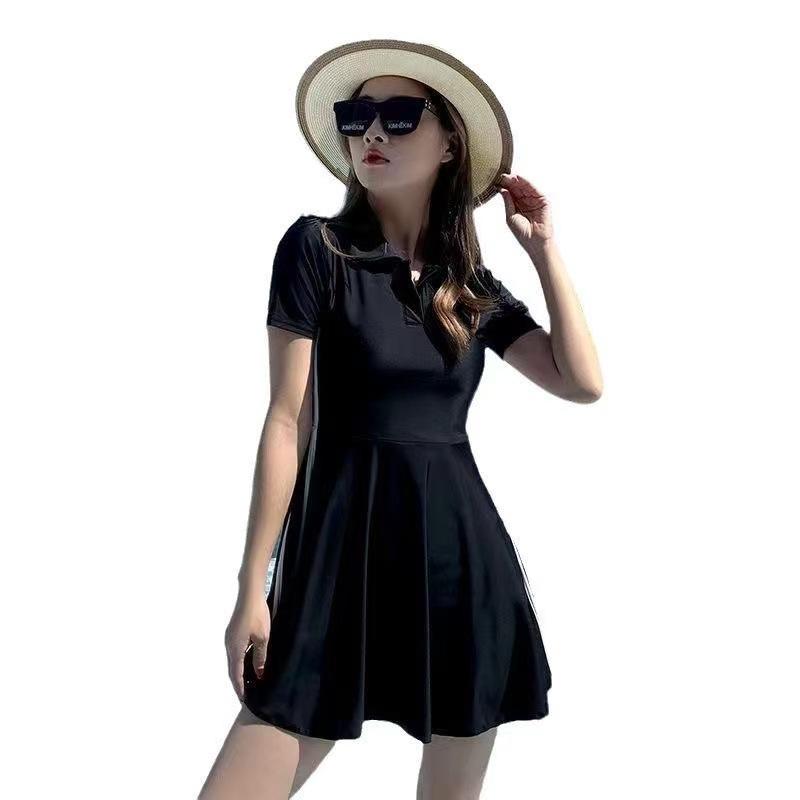 1011 new swimsuit women's summer conservative dress-style belly-covering and thin sports flat-angle student hot spring swimsuit