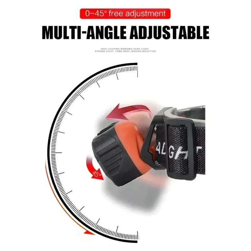 USB Oppladbar LED Hodelykt Bærbart Lys med Innebygd Batteri 6 Lysmoduser Fiske Hodelykt Utendørs Camping Lanterne