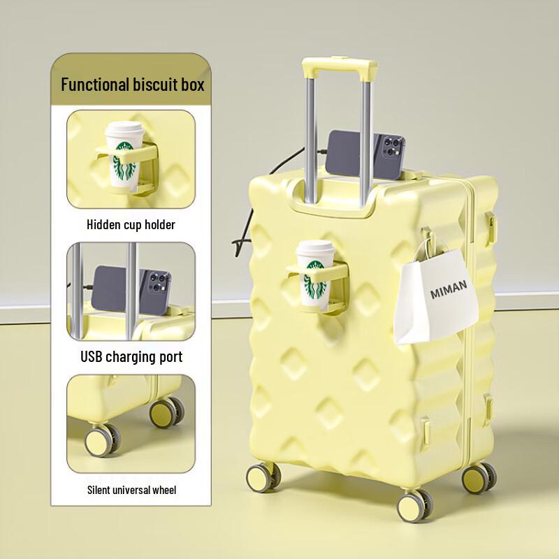 Xiaoyan Aesthetic Biscuit Style Multifunctional Spinner Luggage 20 inch