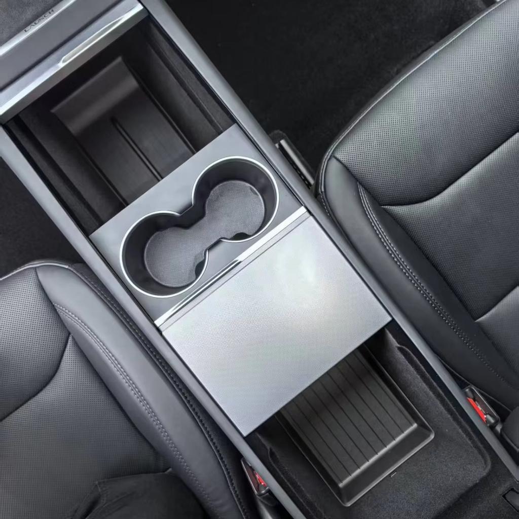 For Tesla New Model Y Juniper 2025 Launch Model 3 Highland Console Storage Box Non-slip Mat Armrest Hidden Organizer Watercup