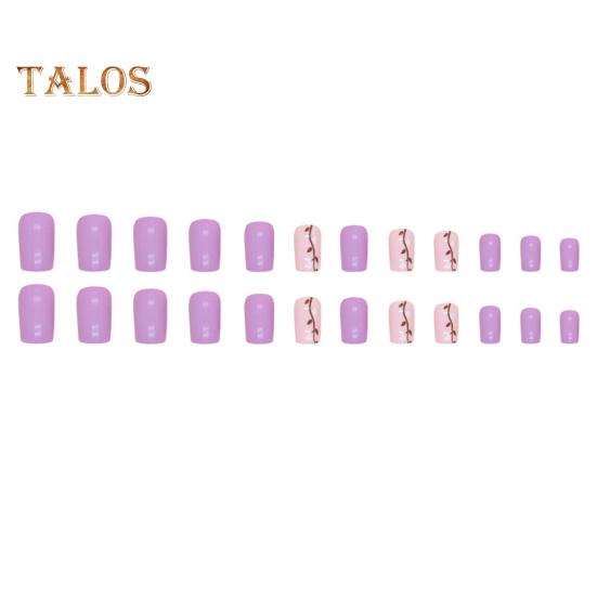 

24 шт., милые гелевые накладные ногти фиолетового цвета, накладные ногти с плоской головкой, носимые накладные ногти, полное покрытие, искусственный французский кончик, аксессуары для дизайна ногтей «сделай сам» фиолетовый