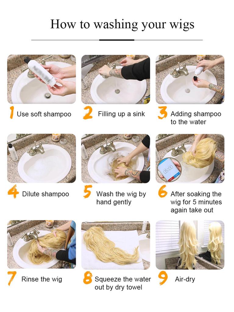 High-Temperature Resistant Gold Wig for Women - Long Curly Hair with Natural Bangs