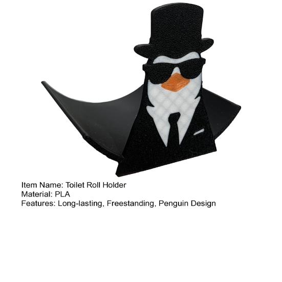 Pinguin Toilettenpapierhalter Lustiger Pinguin Gentleman Toilettenpapierhalter 3D-gedruckter freistehender Papierhandtuchhalter für Badezimmer-Küchen-Dekor