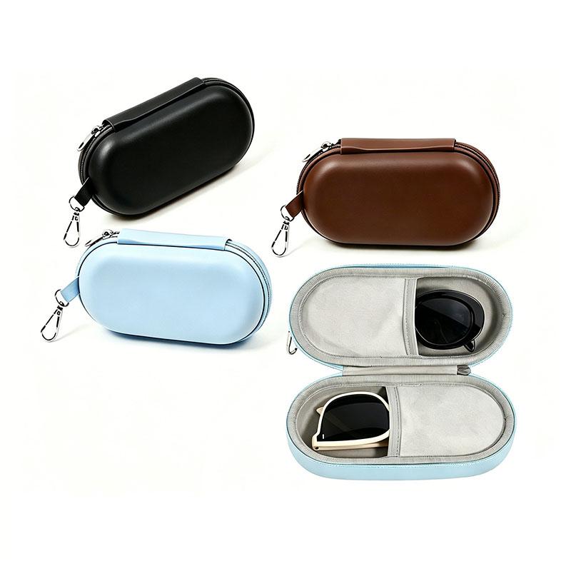 Eyeglasses Case Dual Glasses Sunglasses Organizer with Zipper Closure Eyewear Storage Box for Men Women Travel