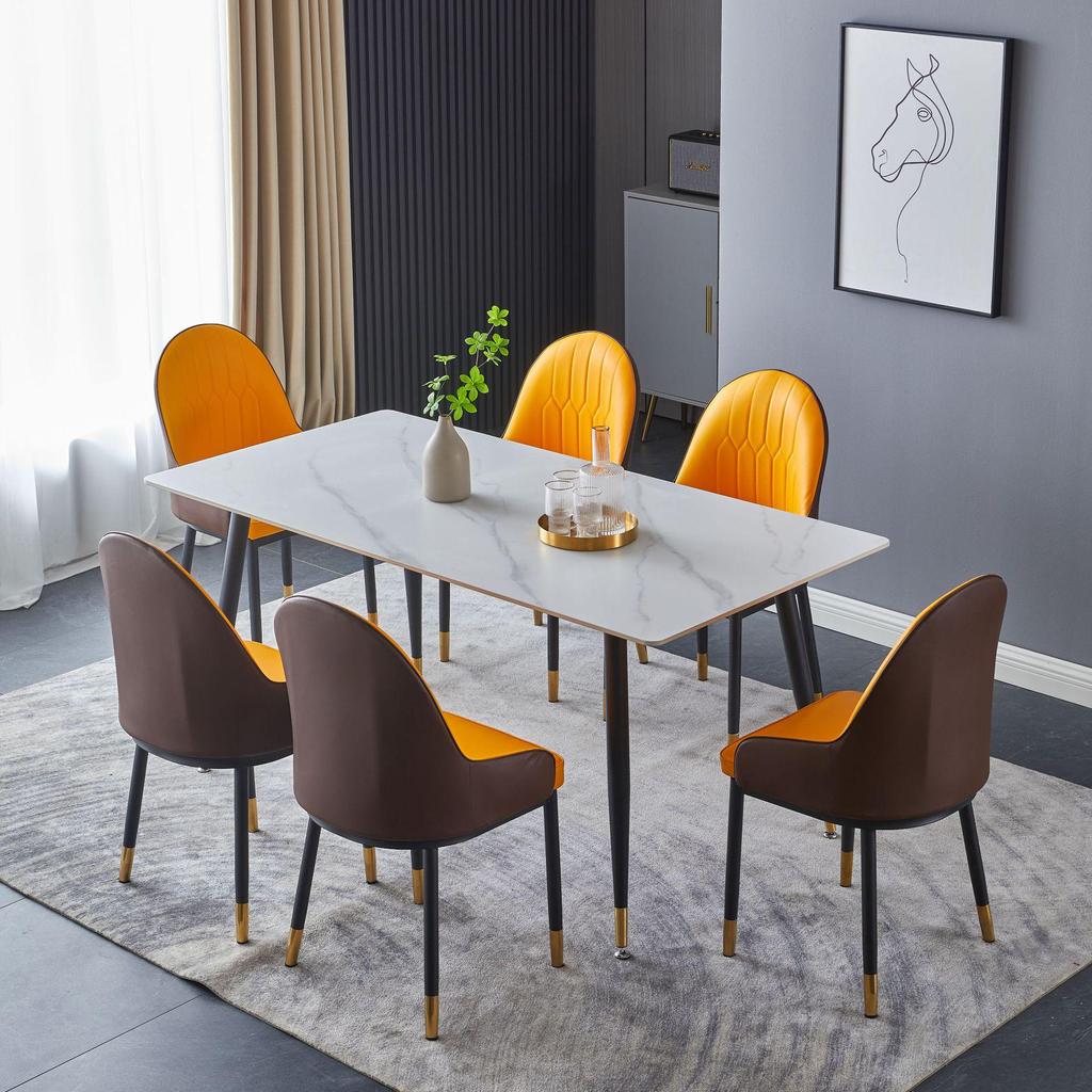 Modern Minimalist Italian Rock Slab Dining Table Set for Small Apartments