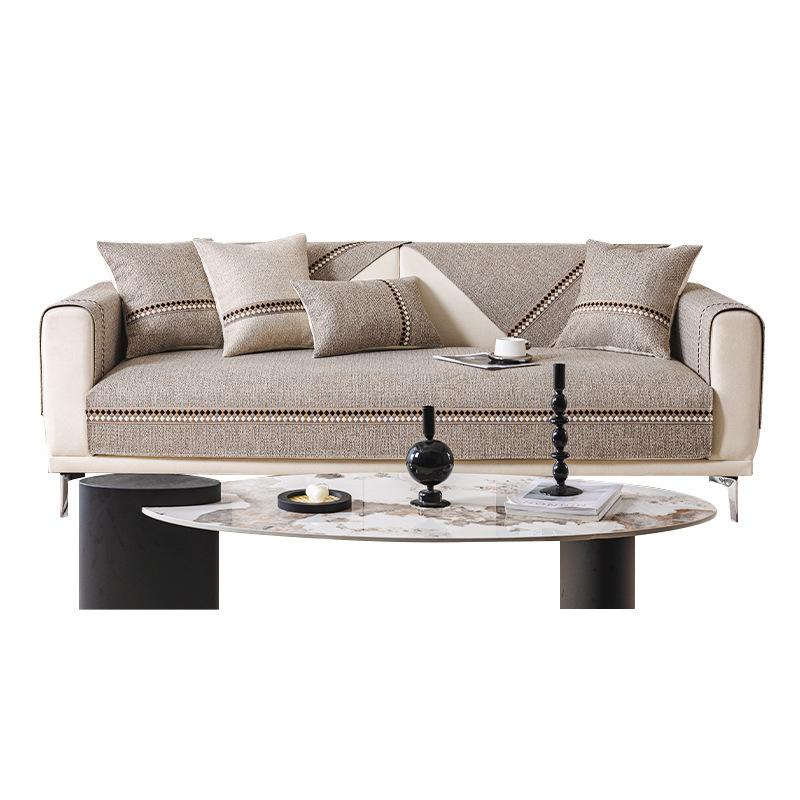 Cotton and Linen Sofa Cushion Four Seasons Universal Sofa Cover Cover Non-Slip Living Room Straight Sofa Cover Towel Anti-Scratching
