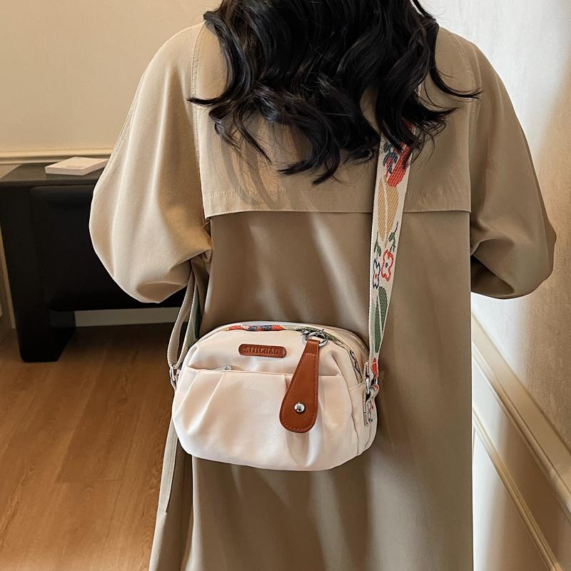 Trendy Multicolor Crossbody Bag Widen Belt Rectangle Single-Shoulder Bag Lightweight Oxford Cloth Tote Bag Daily Casual