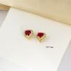 Elegant Vintage Ruby Heart Pendant Necklace and Versatile Women's Earring & Ring Set