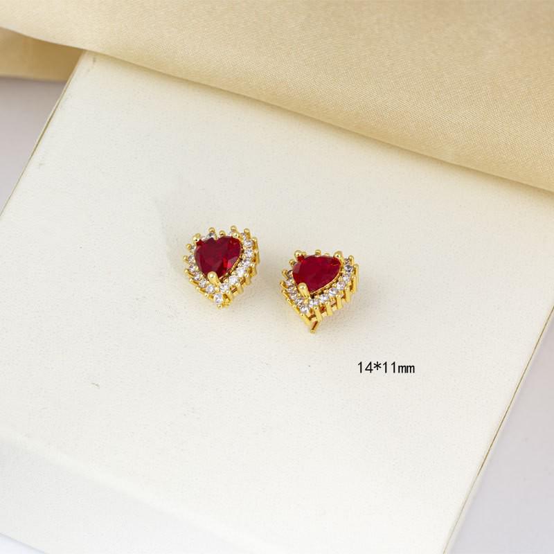 Elegant Vintage Ruby Heart Pendant Necklace and Versatile Women's Earring & Ring Set