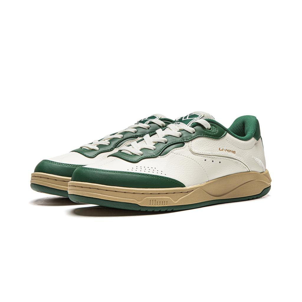 Li Ning Klasické Všestranné Módní Trendy Bílé Tenisky Pohodlné Protiskluzové Tlumící Nízké Skate Boty Unisex tenisky Zelené AGCV385-2