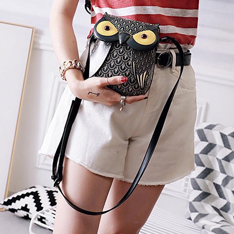2025 European and American Retro PU Women's Shoulder Bag New Fashion Cat Bag Cartoon Owl Crossbody Bag Creative Coin Purse