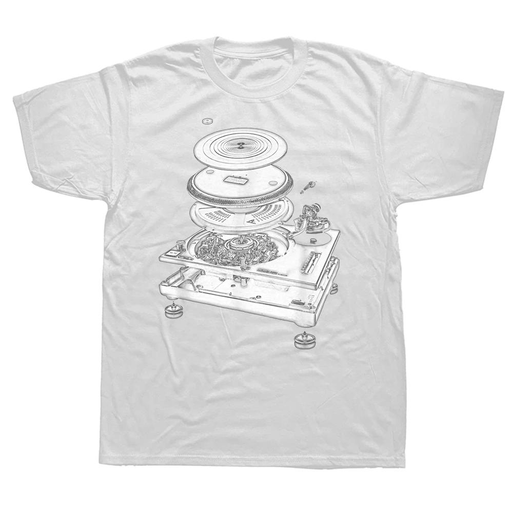 Funny DJ Turntable 1210 Exploded Blueprint Design T Shirts Summer Graphic Streetwear Music Hip Hop Birthday Gifts Tshirt Men