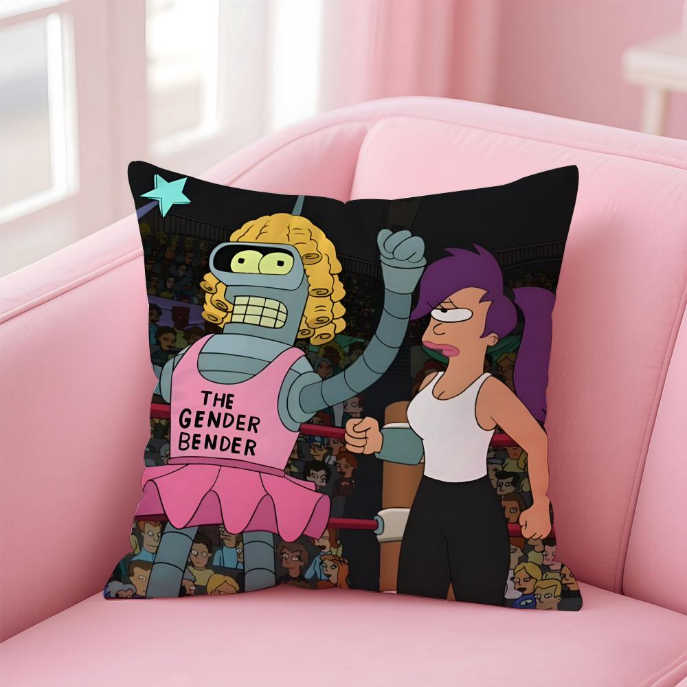 Anime F-Futurama Cushion Cover Home & Car Multi-Scene Pillow Cover - Reversible, Soft & Durable for Daily Use