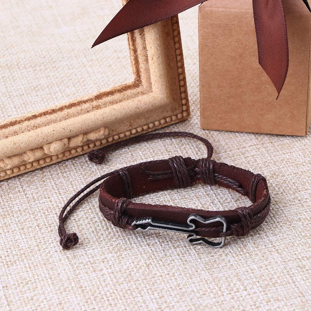 Wristbands Adjustable Bracelets PU Leather Women Rope Bangles Jewelry Charm Guitar Bracelets