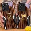 Holzmaserung Schlange Für Xiaomi Redmi 13C Note13 12 Pro Plus 5G Note 9 13T Pro POCO X6 F5 F6 Schwarz Gehärtetes Glas Handyhülle
